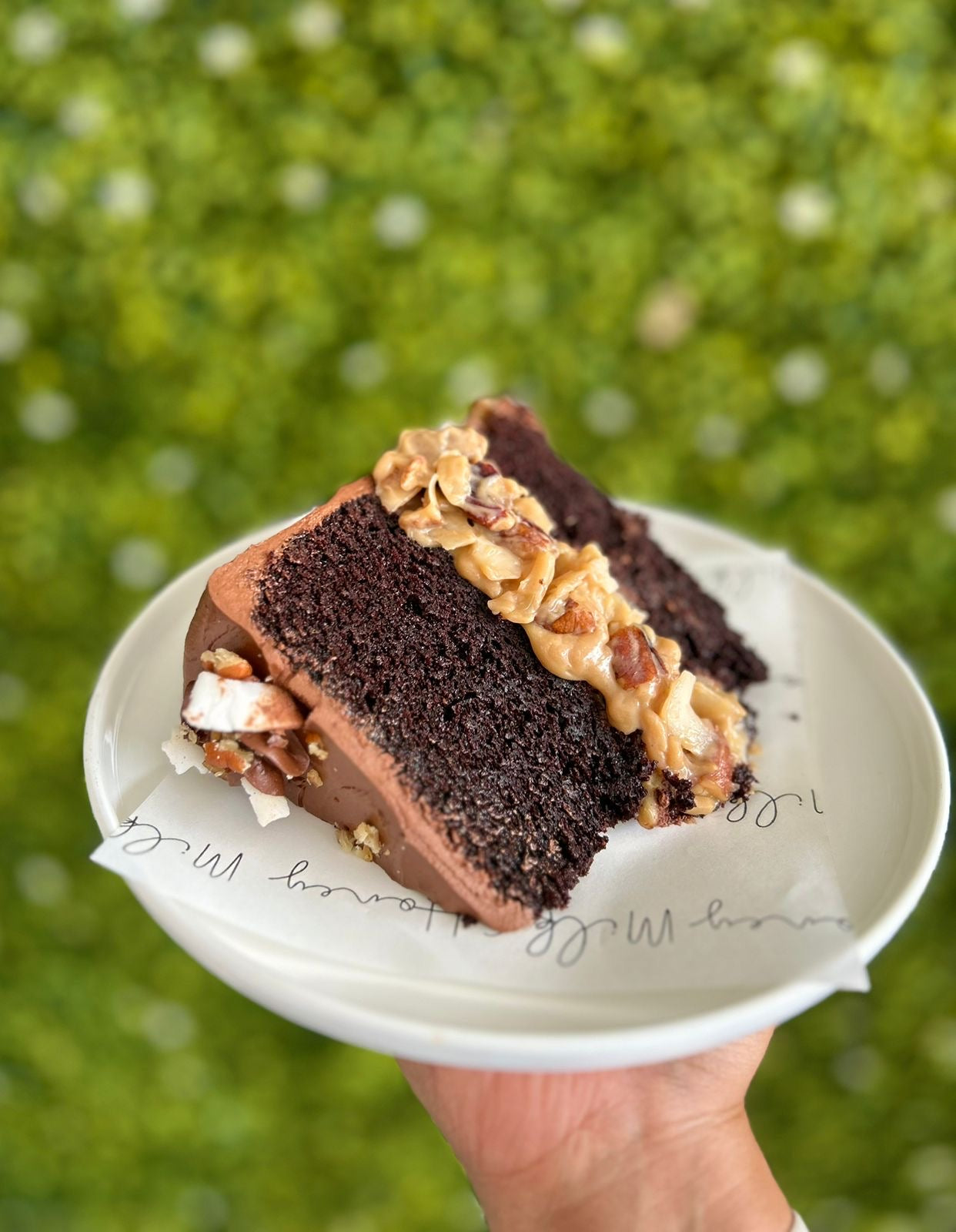 German chocolate cake slice